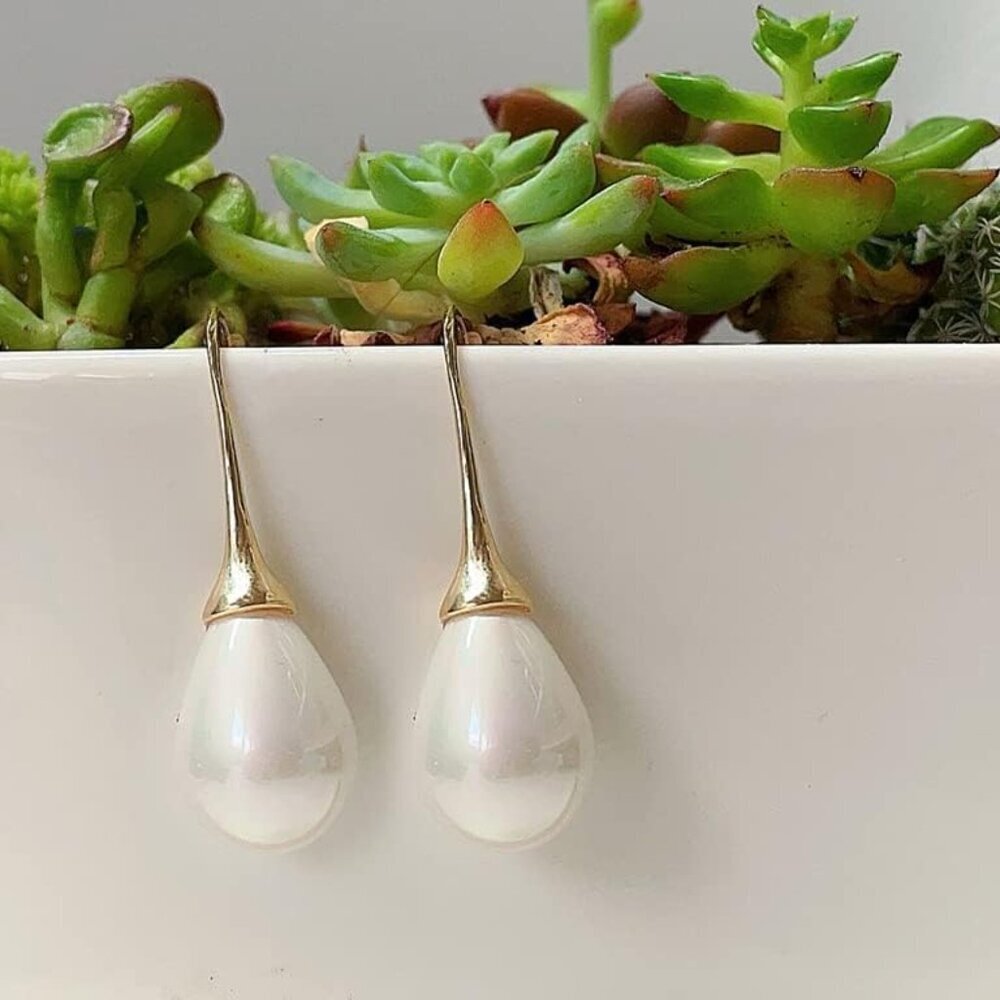 Sterling Silver Pearl Dangle Earrings 45cm Lightweight Bridal Wedding Jewelry
